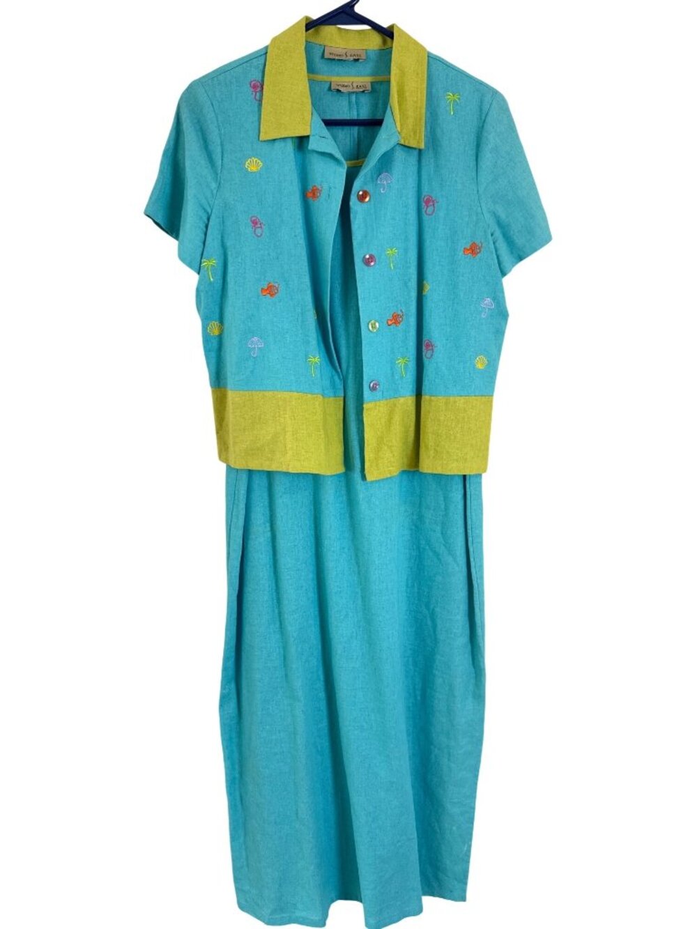Bright Summer Sleeveless Dress 2 Piece Outfit Tropical Beach Theme Small Medium